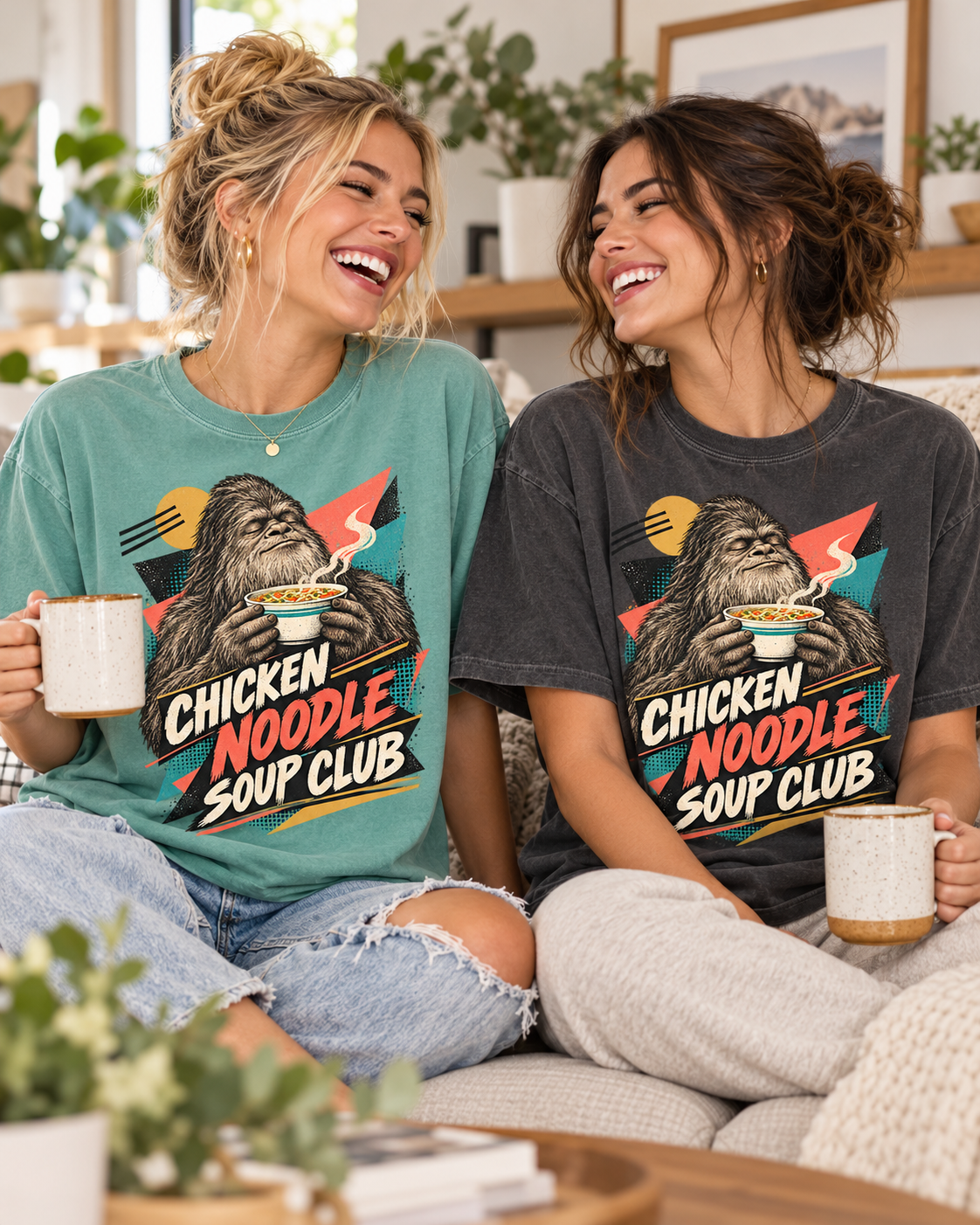 Chicken Noodle Soup Club Bigfoot T-Shirt | Retro Soup Lover Tee