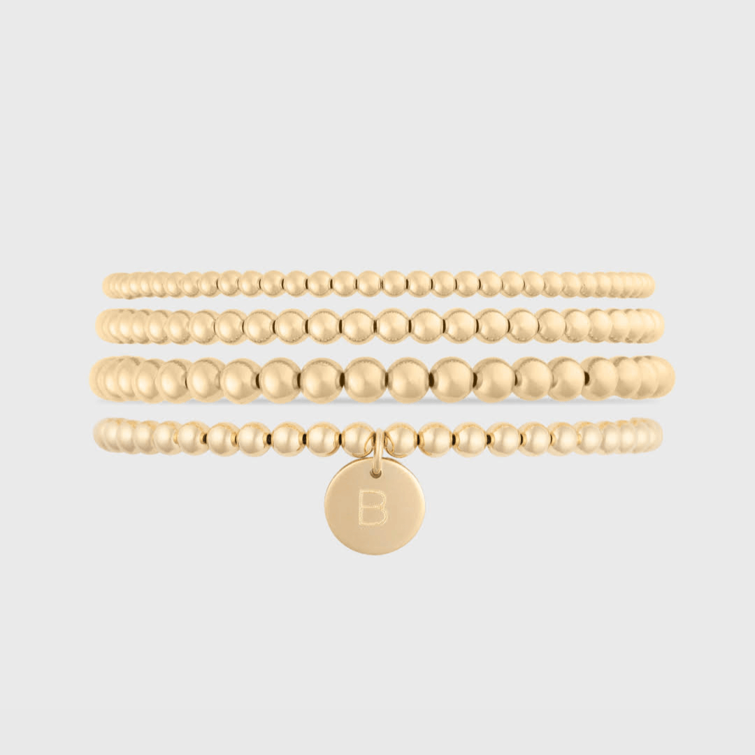 Classic Initial Juno Bracelet Four Stack | Personalized Jewelry, Bracelets, $ 255.00, A Moment Of Now™