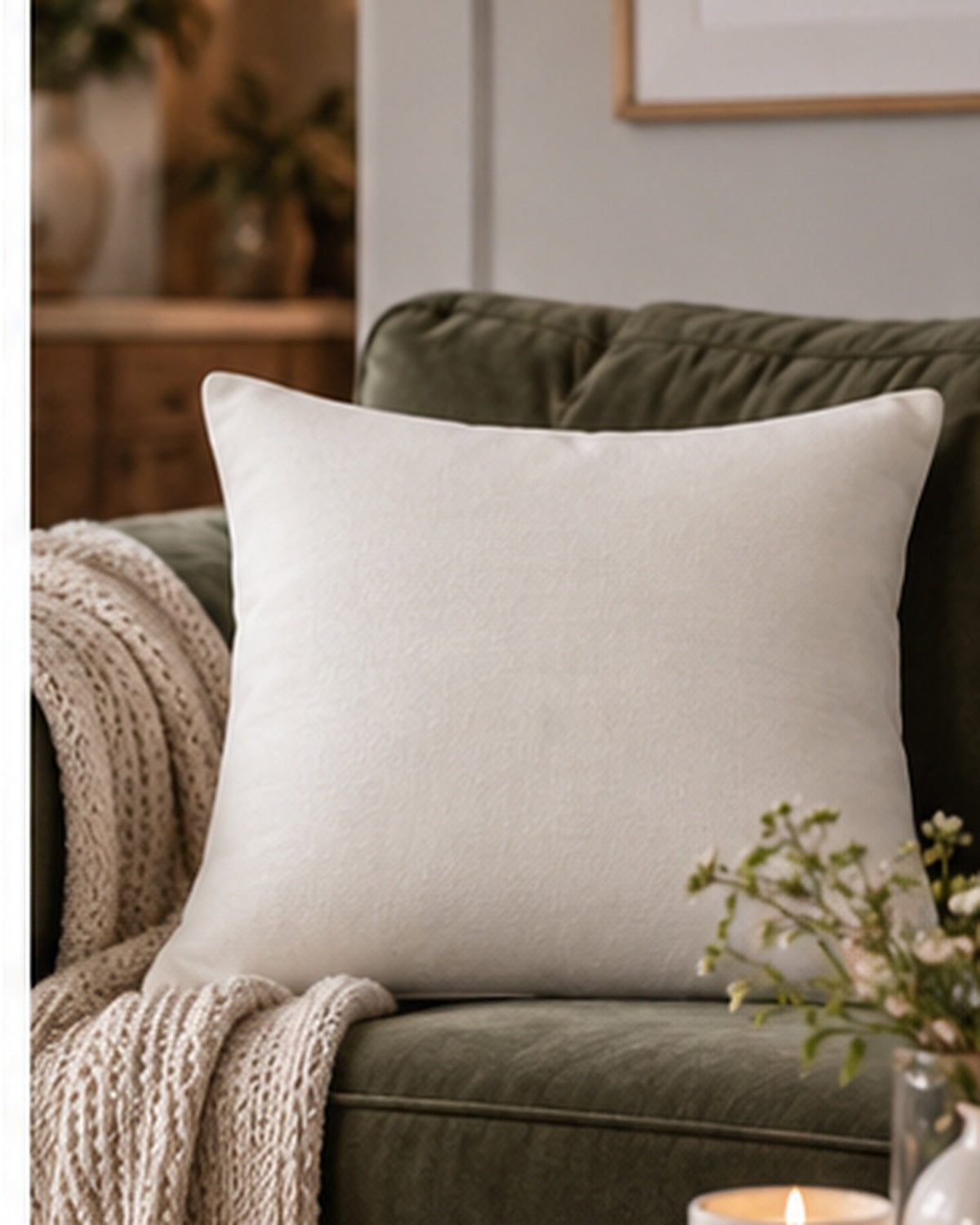 Cloud Veil Throw Pillow — Soft Warm White Neutral Decorative Accent Pillow