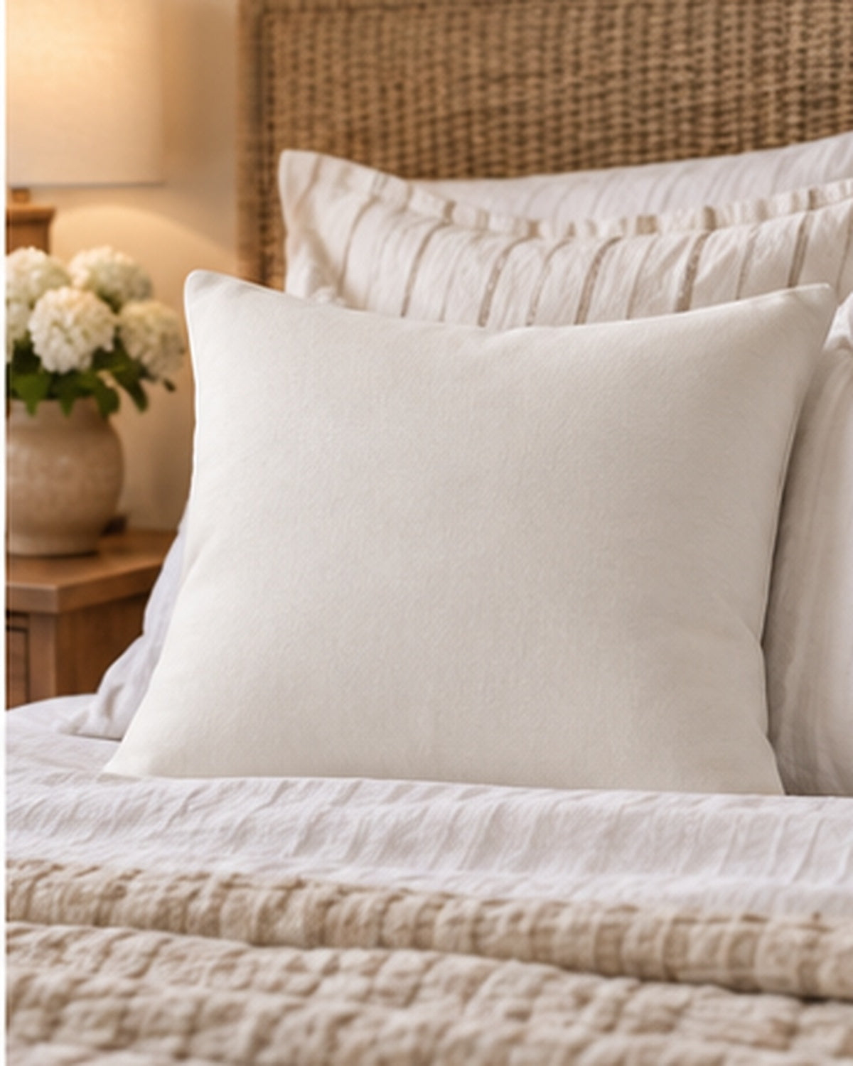 Cloud Veil Throw Pillow — Soft Warm White Neutral Decorative Accent Pillow
