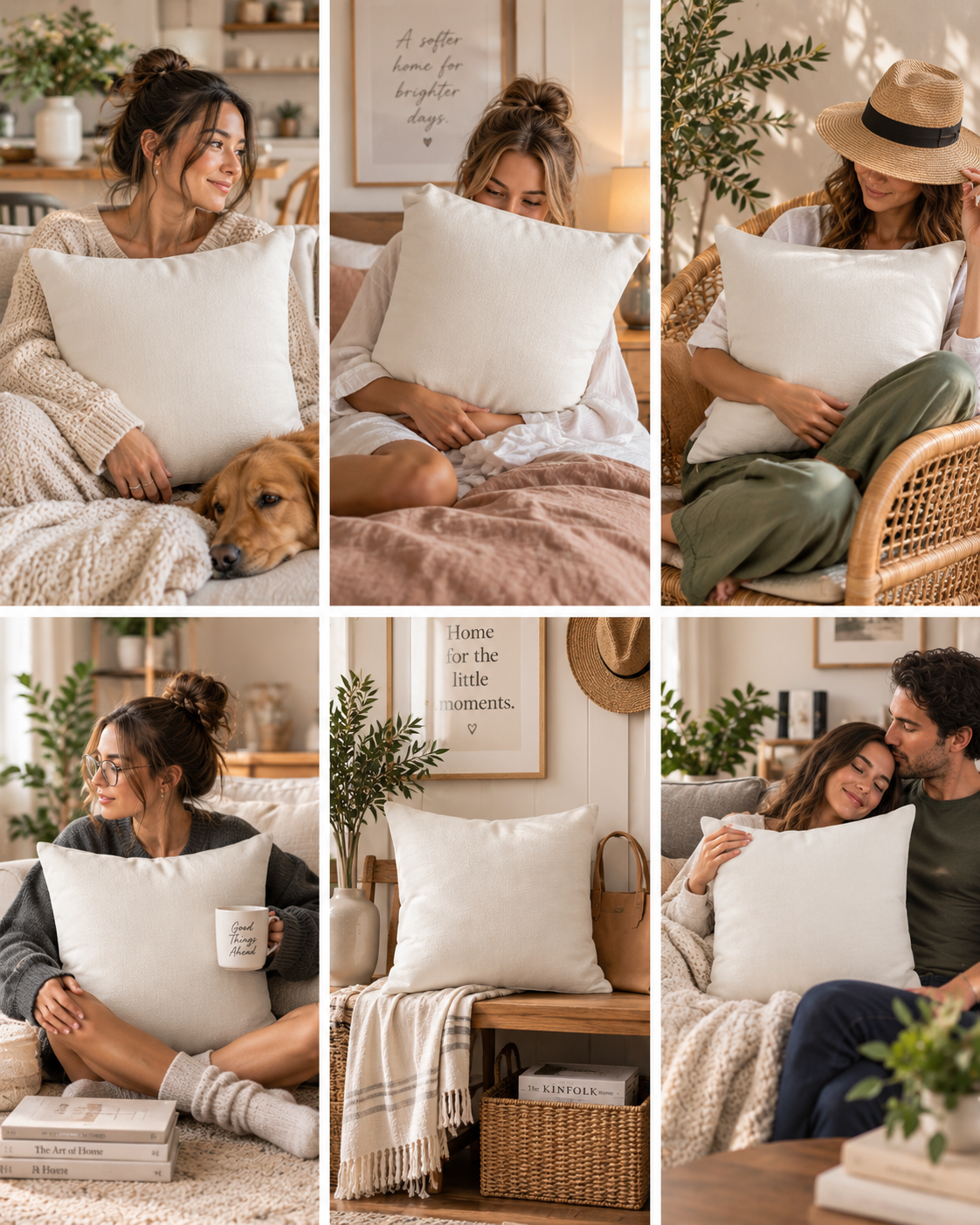 Cloud Veil Warm White Throw Pillow — Soft Neutral Decor