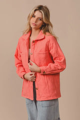 CoralQuilted Wrinkle Gauze Long Sleeve Shacket | Online Boutique USA, Shackets, $ 53.00, A Moment Of Now™