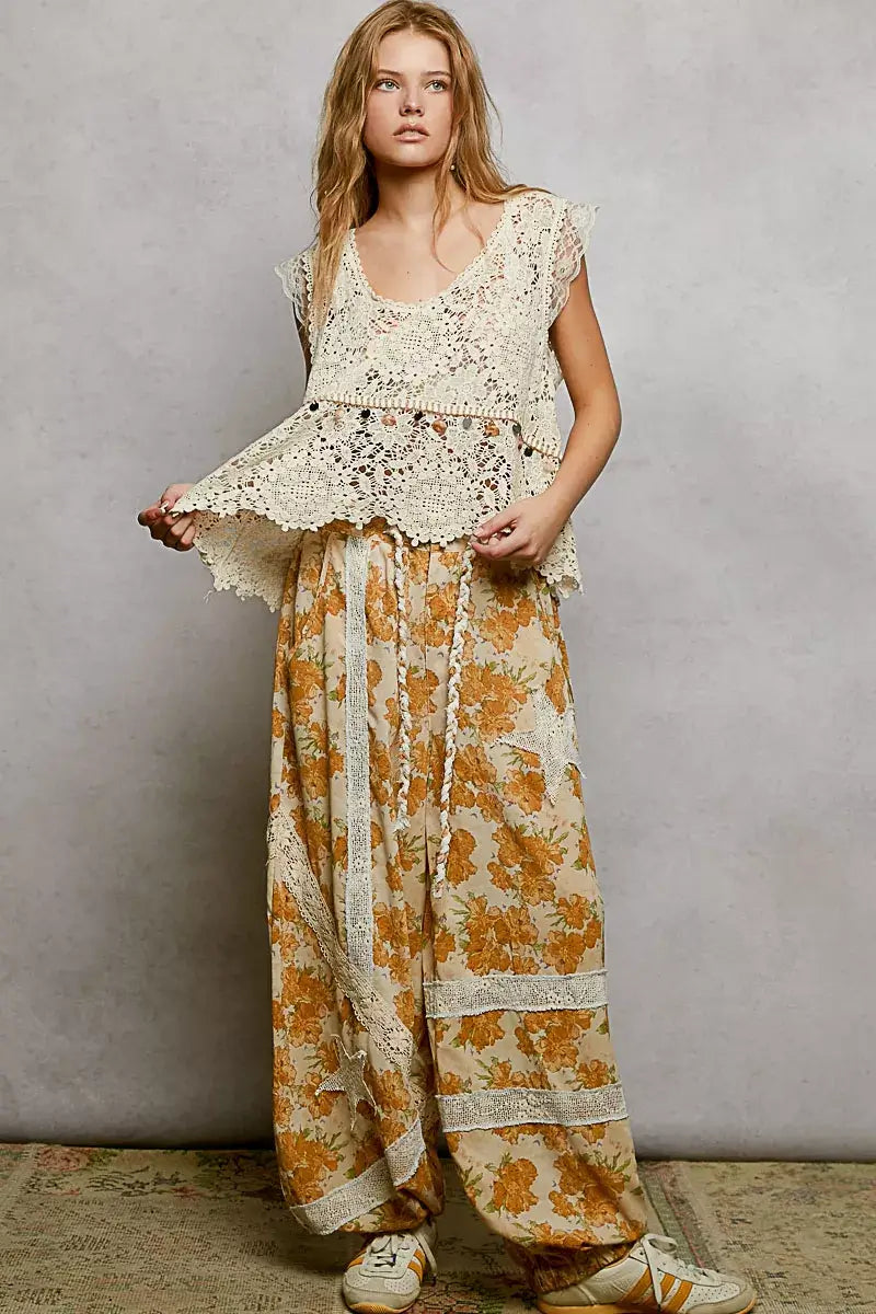 Cream Lace Trim Openwork V-Neck Crochet Tank | Boho Fashion, Tops, $ 45.00, A Moment Of Now™