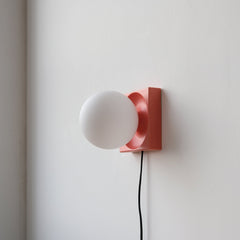 Cubic Dual-Use Ceramic Sconce & Table Lamp with Blown Glass Globe - Handmade in USA