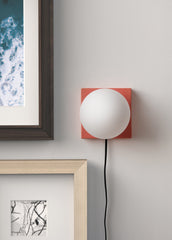 Cubic Dual-Use Ceramic Sconce & Table Lamp with Blown Glass Globe - Handmade in USA