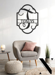 Custom Family Name Initial  Metal Steel Sign Wall Decor