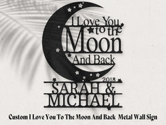 Custom Moon and Back Monogram - Steel Metal Sign