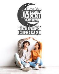 Custom Moon and Back Monogram - Steel Metal Sign