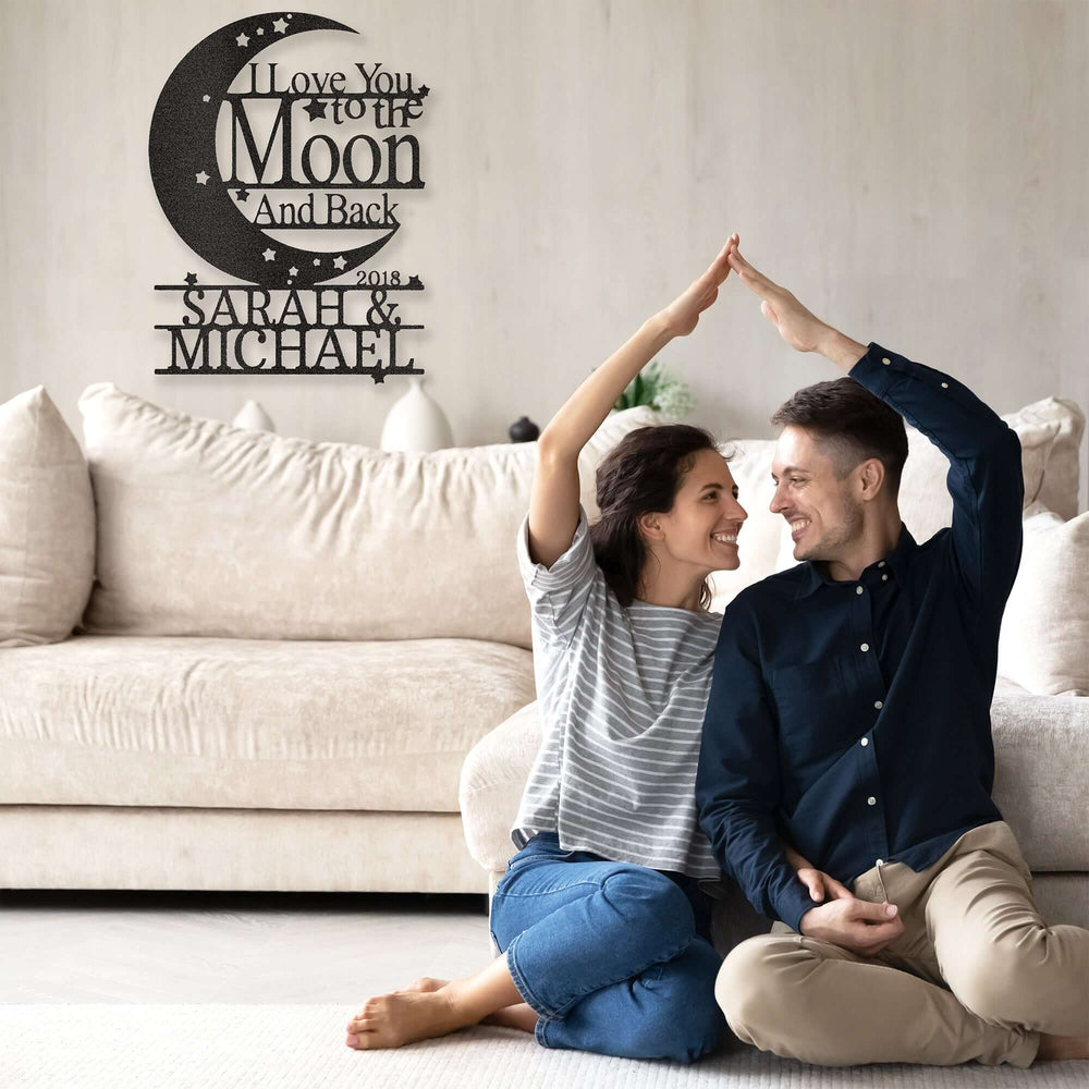 Custom Moon and Back Monogram - Steel Sign, Metal Signs, $ 67.50, A Moment Of Now™