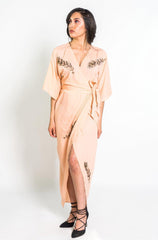 Beaded Peacock Feather Maxi Wrap in Blush | Boutique In USA, Dresses, $ 218.00, A Moment Of Now™
