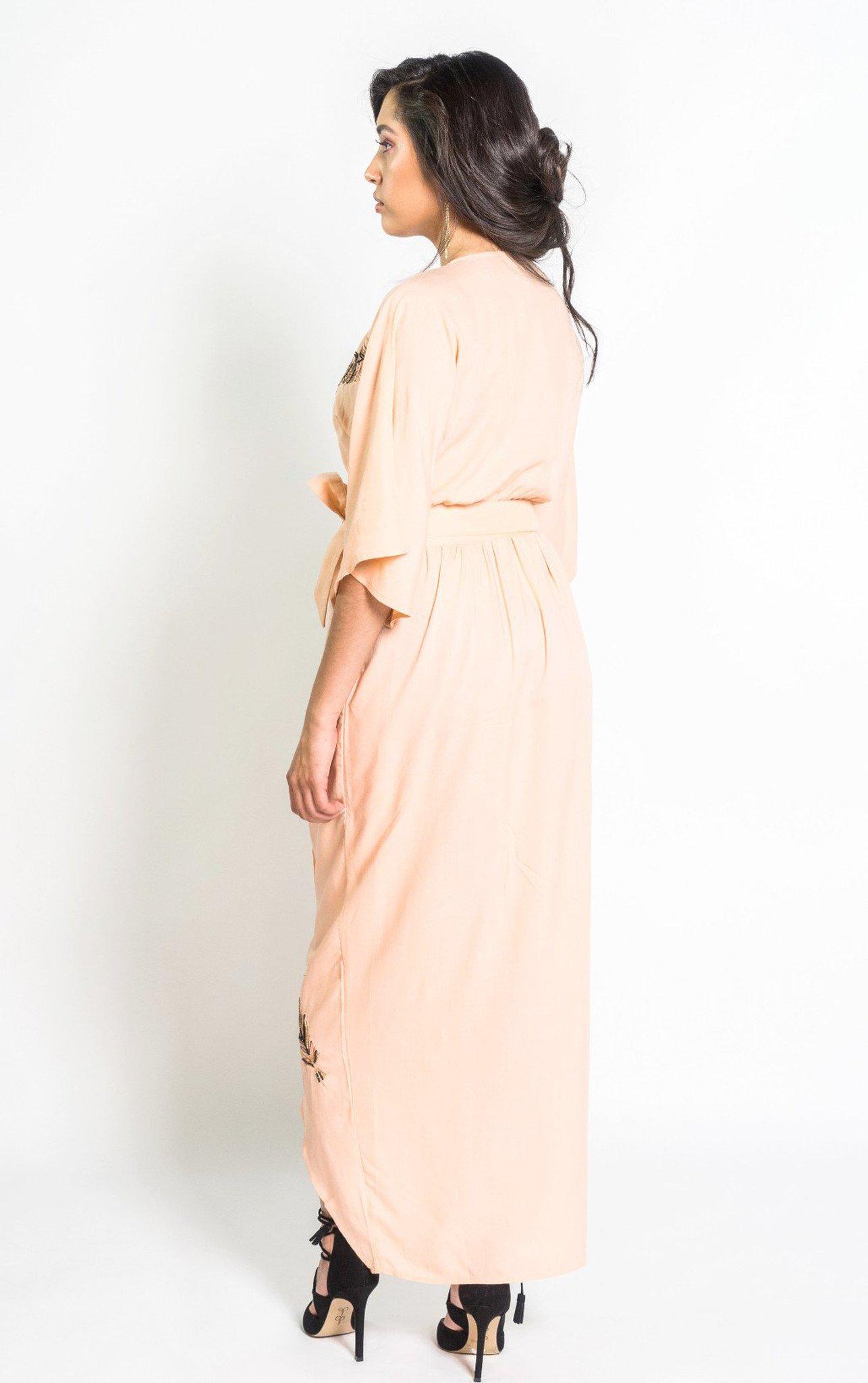 Beaded Peacock Feather Maxi Wrap in Blush | Boutique In USA, Dresses, $ 218.00, A Moment Of Now™