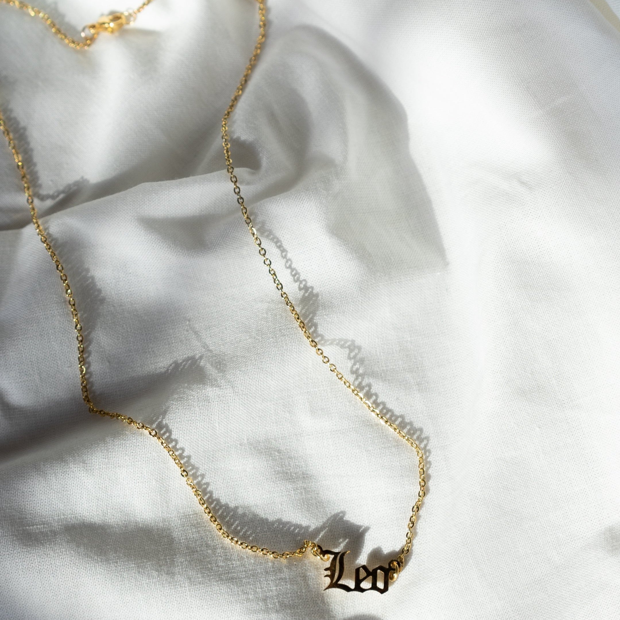 Leo Gold Zodiac Nameplate Necklace, Necklaces, $ 40.00, A Moment Of Now™