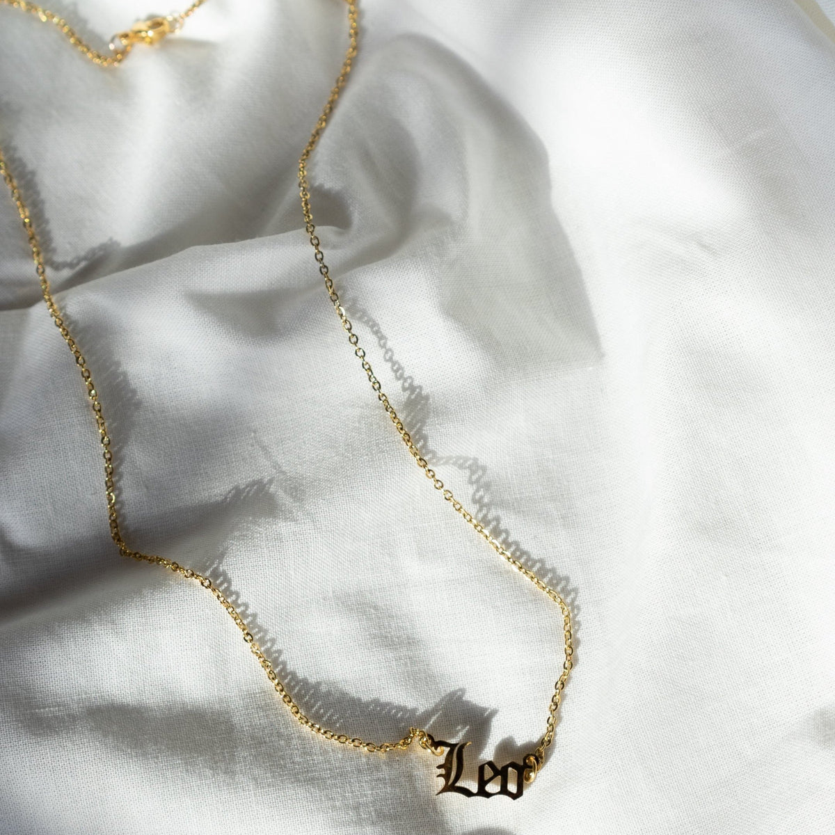 Leo Gold Zodiac Nameplate Necklace, Necklaces, $ 40.00, A Moment Of Now™