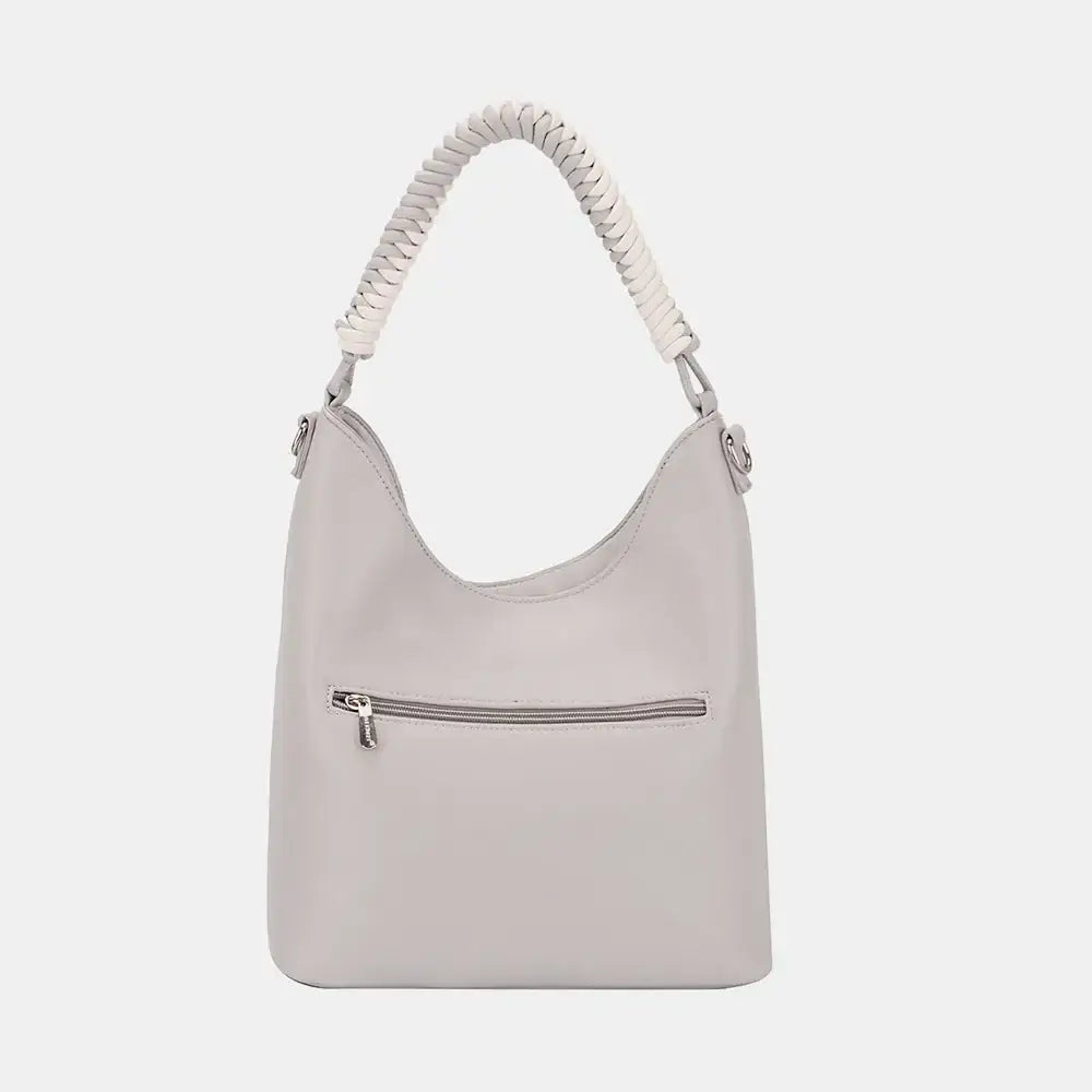 David Jones Woven Handle PU Leather Shoulder Bag, Shoulder Bags, $ 48.00, A Moment Of Now™