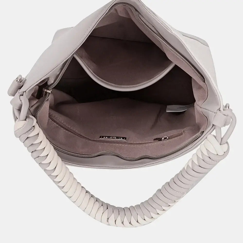 David Jones Woven Handle PU Leather Shoulder Bag, Shoulder Bags, $ 48.00, A Moment Of Now™