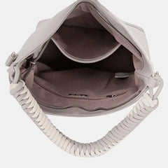 David Jones Woven Handle PU Leather Shoulder Bag, Shoulder Bags, $ 48.00, A Moment Of Now™