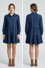 Button Down Babydoll Ruffle Denim Dress, Clothing, $ 59.00, A Moment Of Now™