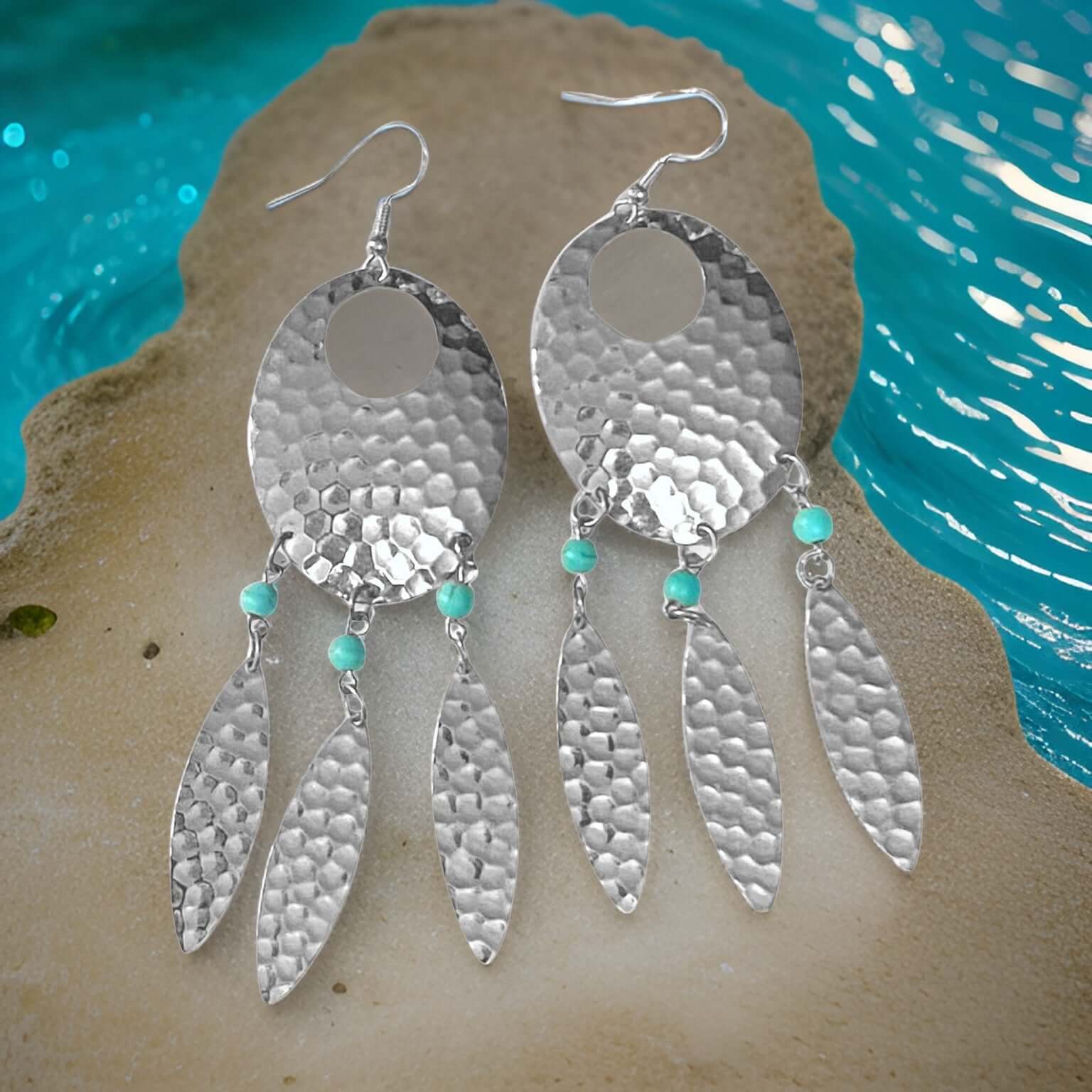 Dream Catcher Earrings with Turquoise & Feathers | Boho Jewelry, Earrings, $ 65.00, A Moment Of Now™