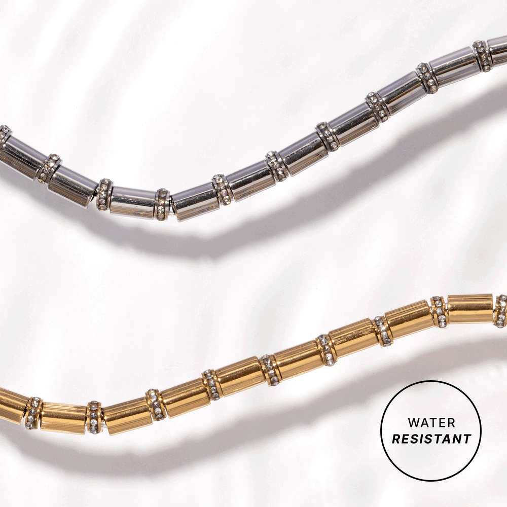Tube Bead and Crystal Chain Bracelet, Bracelets, $ 48.00, A Moment Of Now™
