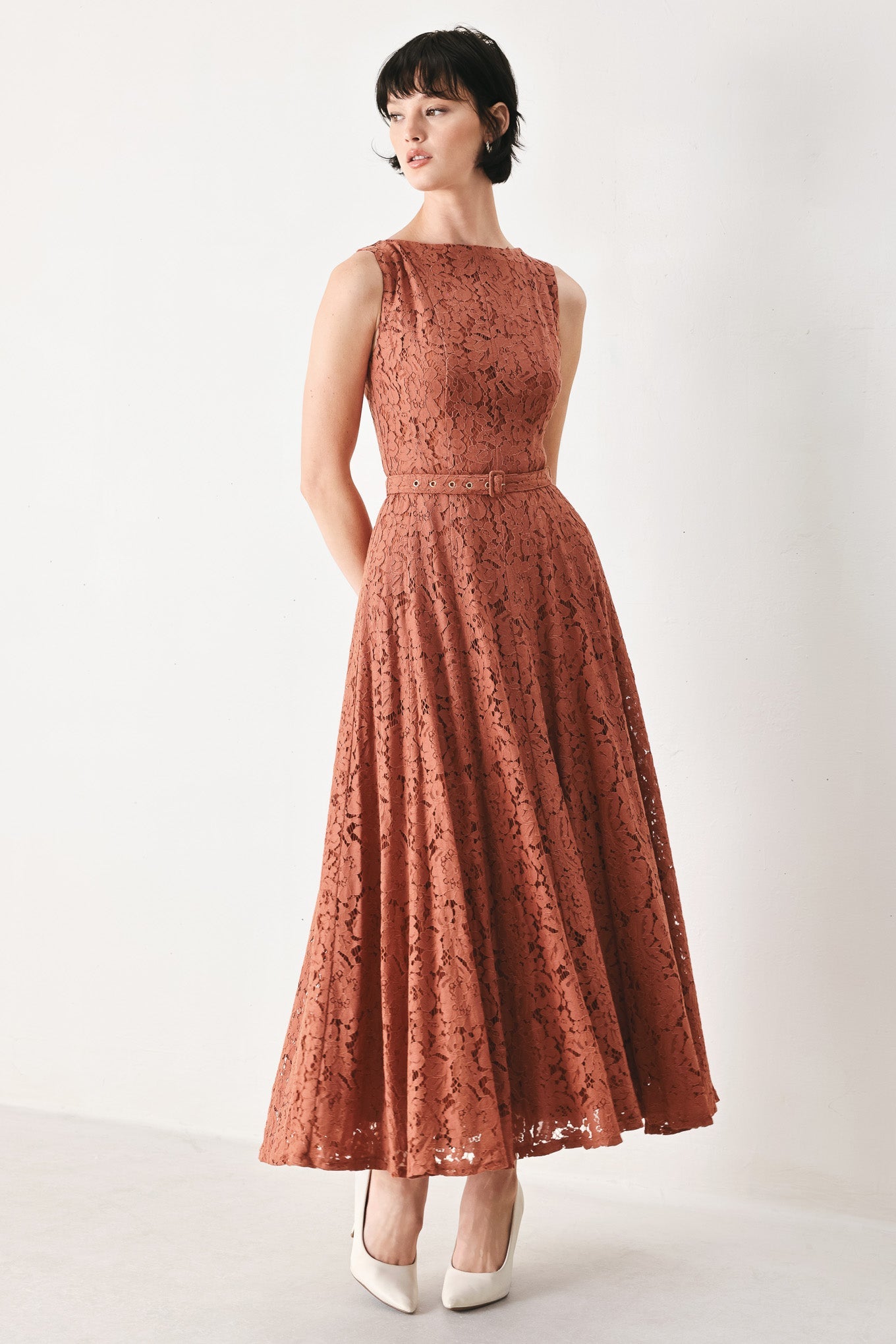 TRUE ROMANCE WOVEN LACE MIDI DRESS | Boutique In USA, DRESSES, $ 96.00, A Moment Of Now™