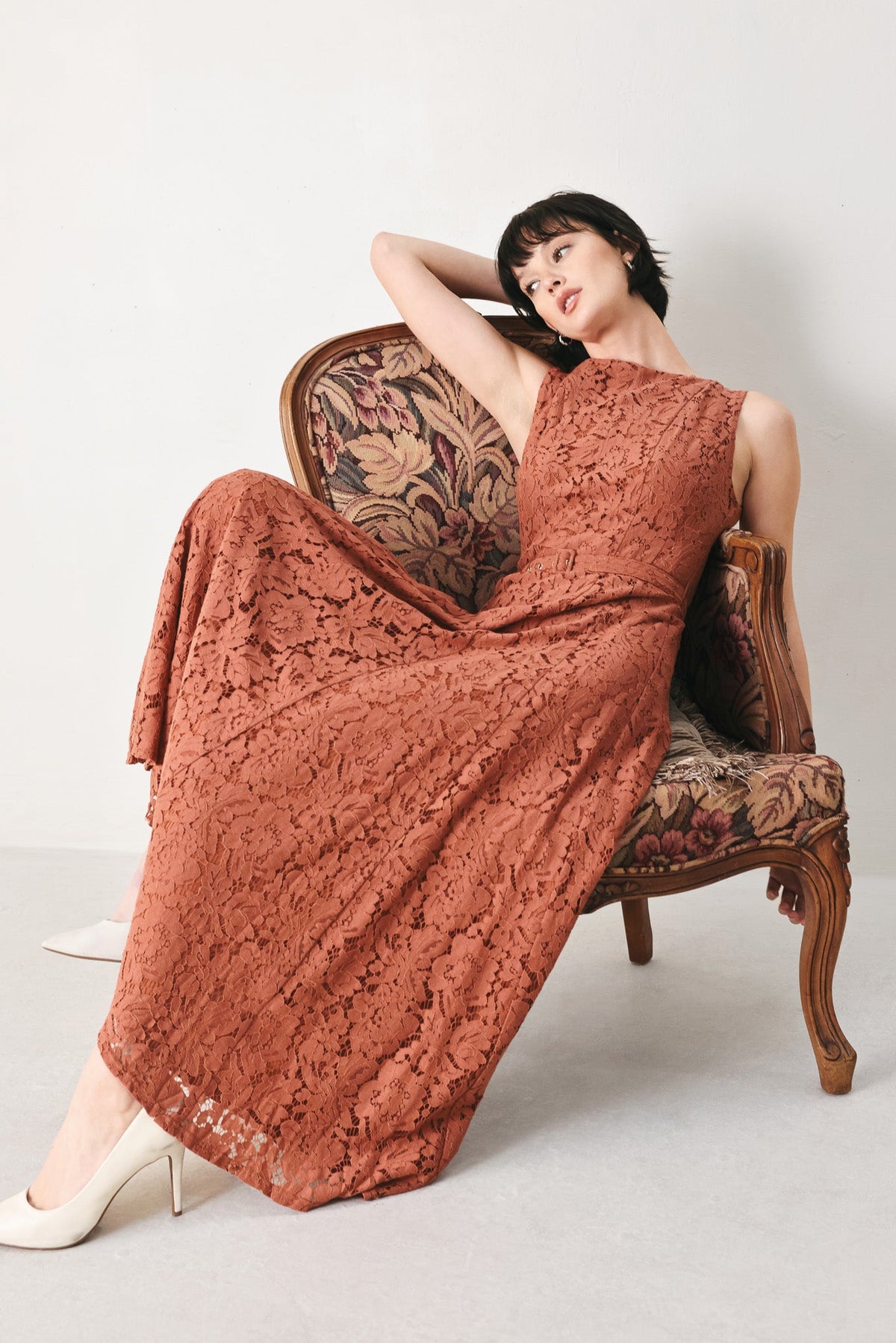 TRUE ROMANCE WOVEN LACE MIDI DRESS | Boutique In USA, DRESSES, $ 96.00, A Moment Of Now™