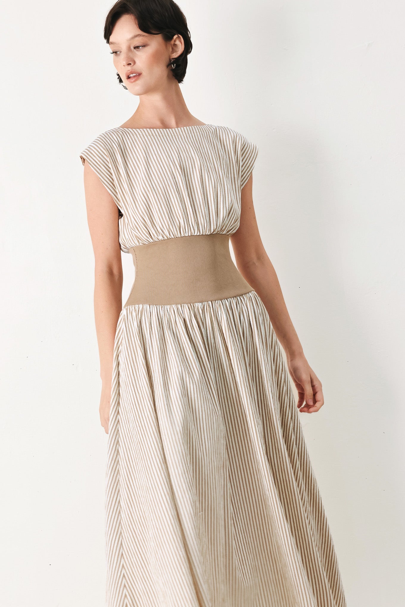 HAMPTONS MORNING STRIPE WOVEN MIDI DRESS | Boutique In USA, DRESSES, $ 84.00, A Moment Of Now™