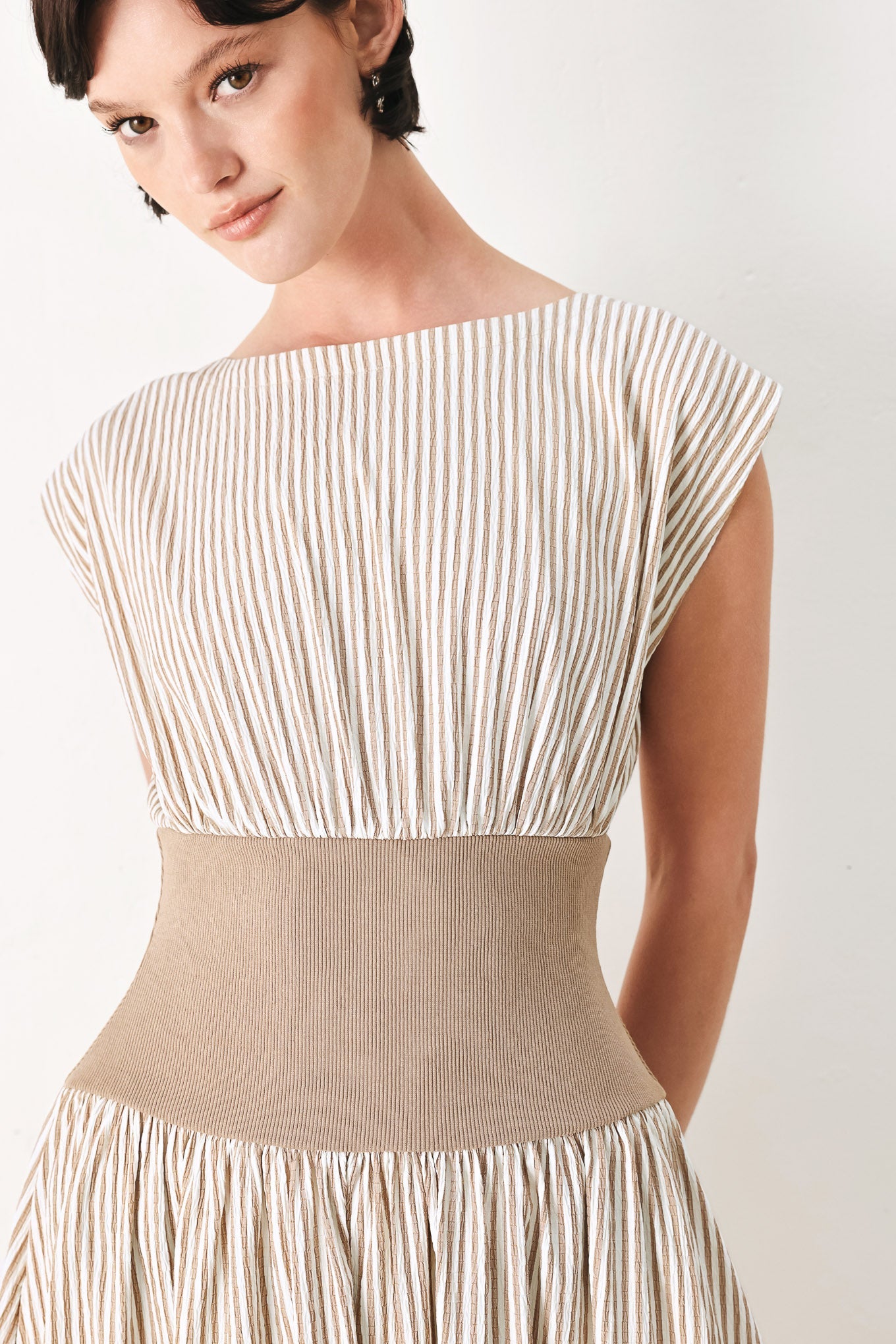 HAMPTONS MORNING STRIPE WOVEN MIDI DRESS | Boutique In USA, DRESSES, $ 84.00, A Moment Of Now™