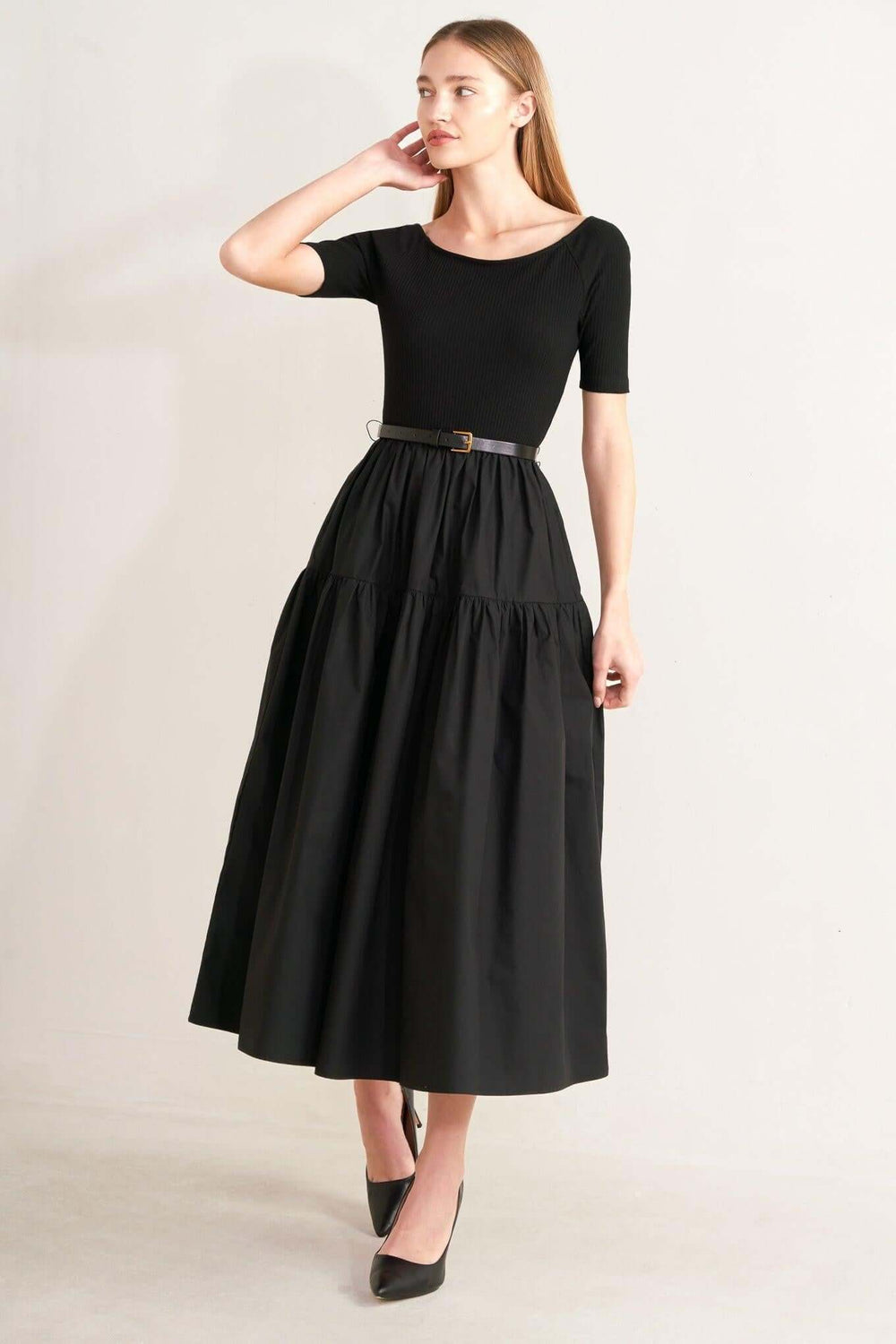 Saddle Breeze Black Midi Dress | Boutique In USA, DRESSES, $ 78.00, A Moment Of Now™