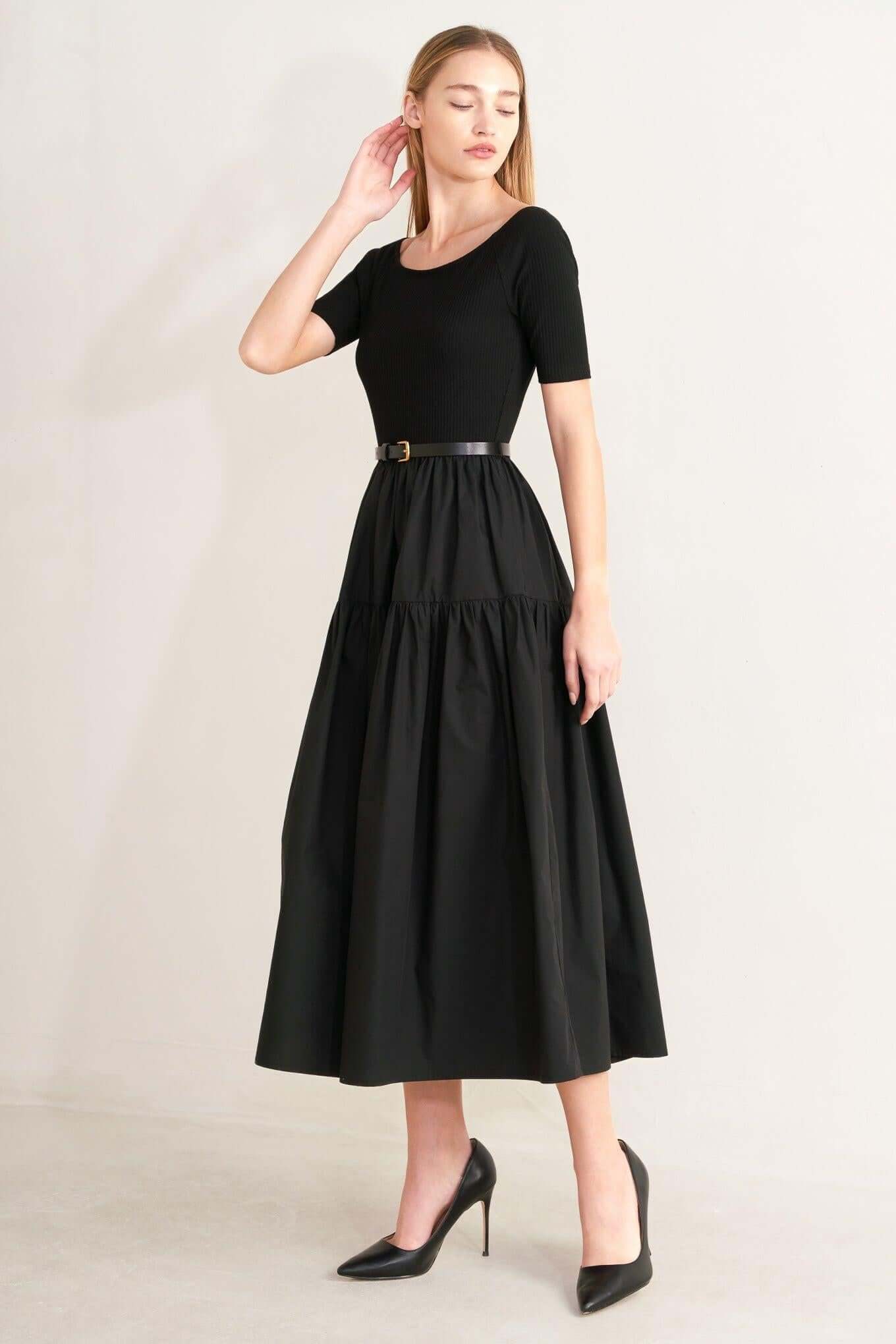 Saddle Breeze Black Midi Dress | Boutique In USA, DRESSES, $ 78.00, A Moment Of Now™