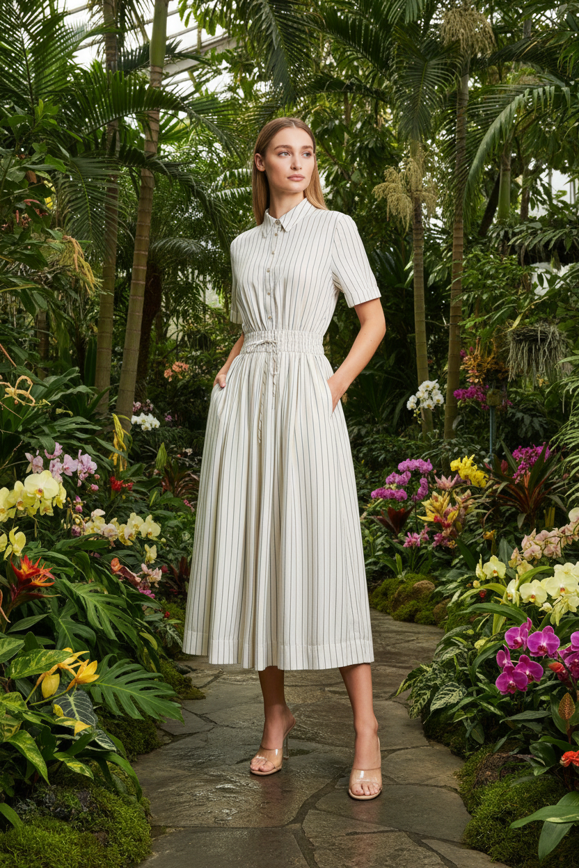 Sunday Stripe Woven Midi Dress