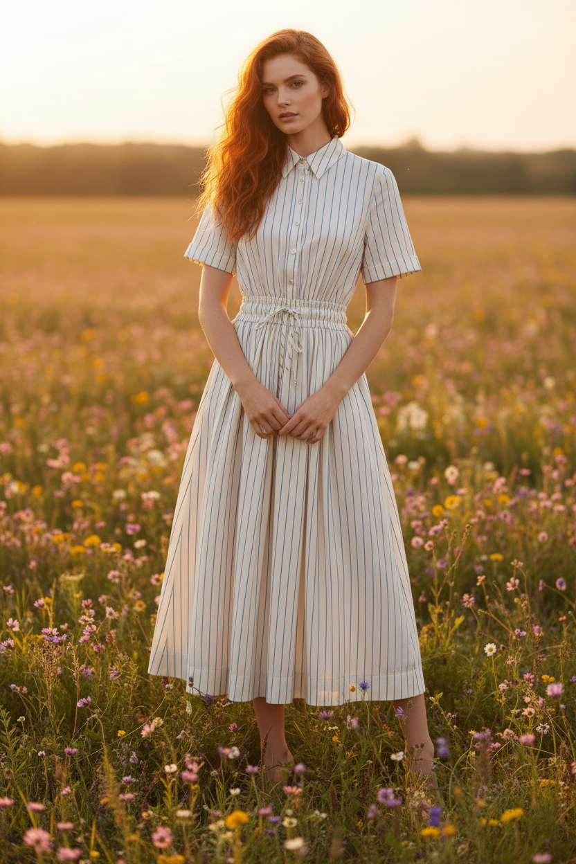 Sunday Stripe Woven Midi Dress