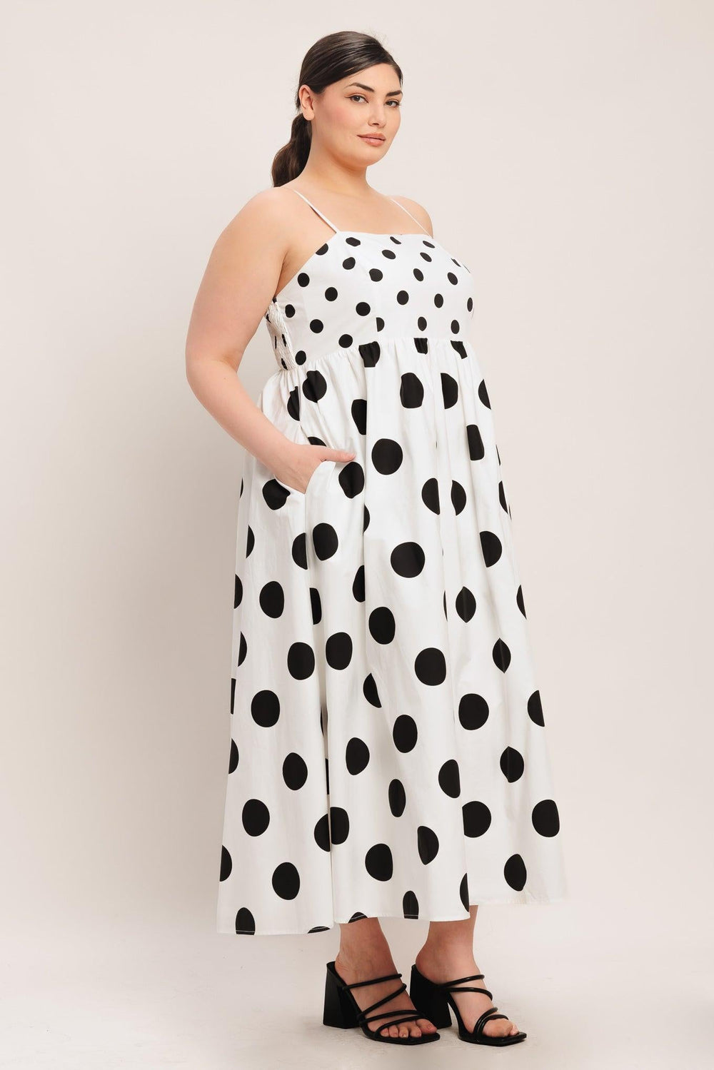 DOLCE VITA POLKA DOT WOVEN MIDI DRESS | Boutique In USA, DRESSES, $ 94.00, A Moment Of Now™