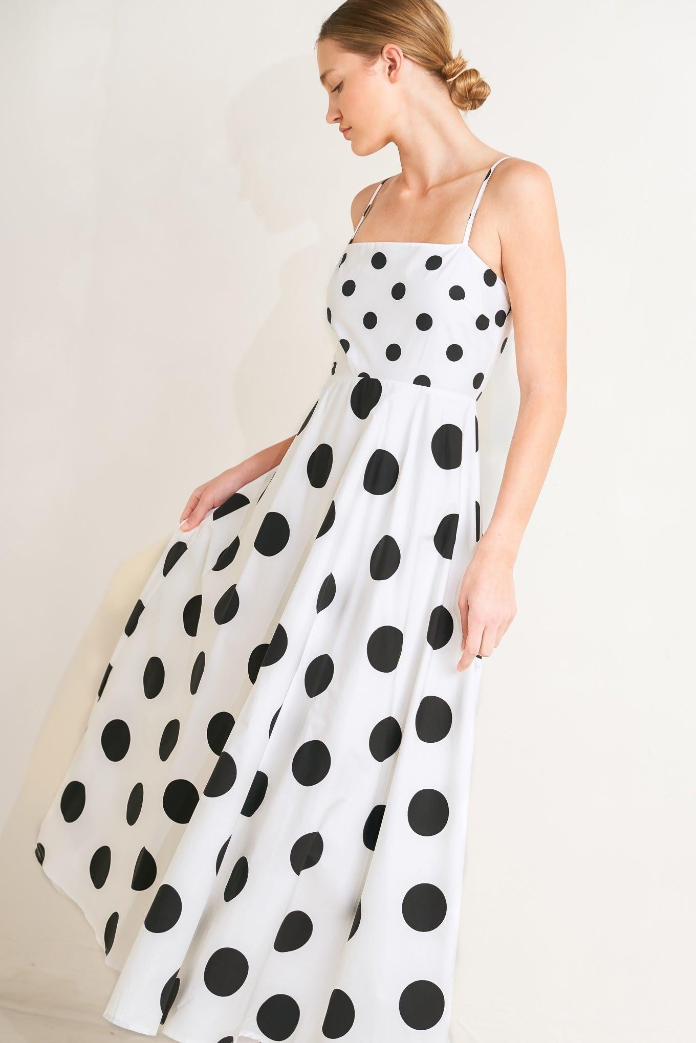DOLCE VITA POLKA DOT WOVEN MIDI DRESS | Boutique In USA, DRESSES, $ 94.00, A Moment Of Now™