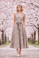 Sweet Stripe Woven Midi Dress