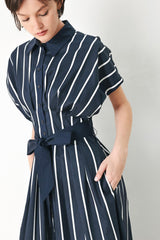 Pinstripe Story Woven Midi Dress