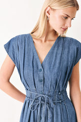 Midnight Flow Denim Midi Dress