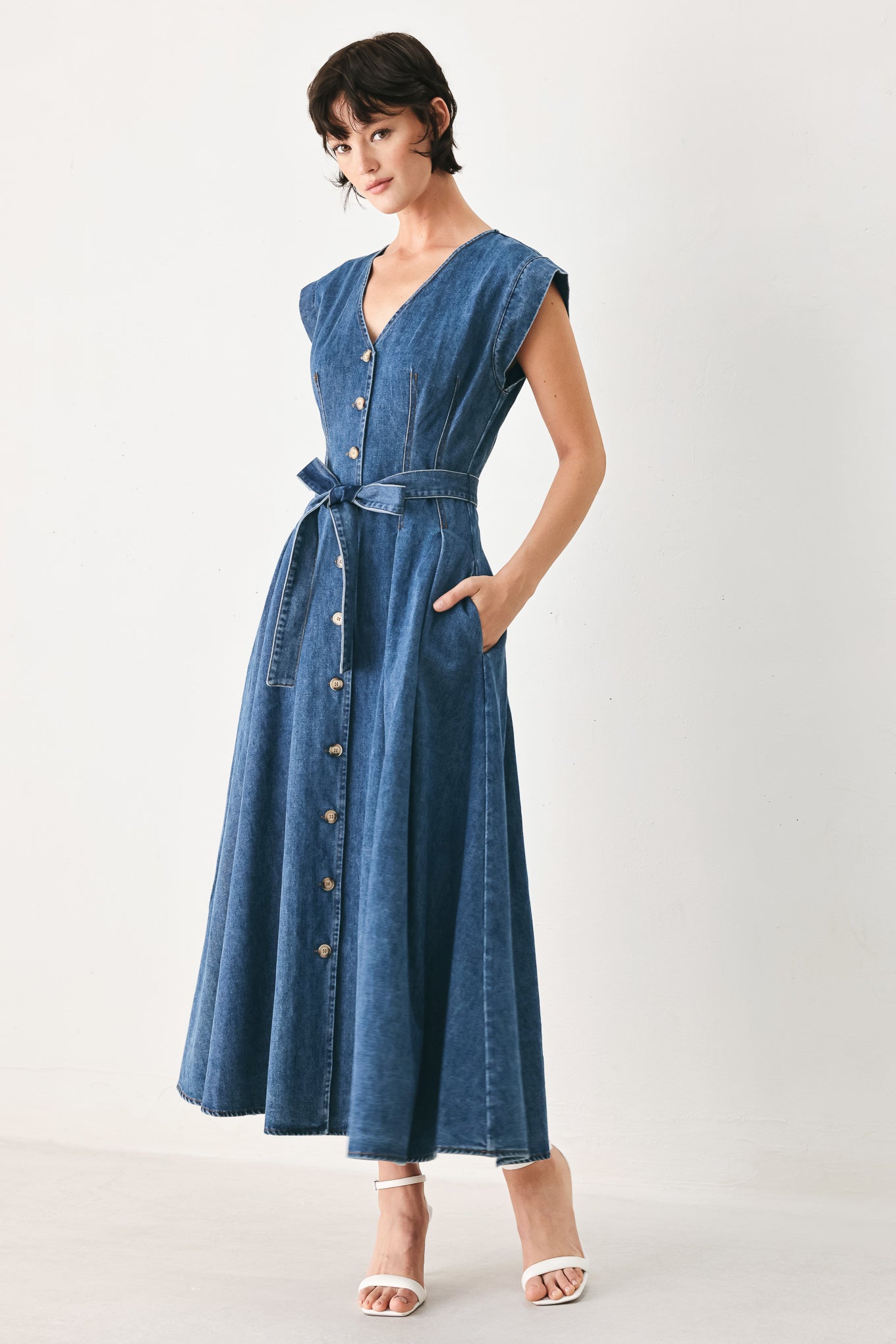 DAYDREAM DENIM MIDI DRESS | Boutique In USA, DRESSES, $ 104.00, A Moment Of Now™