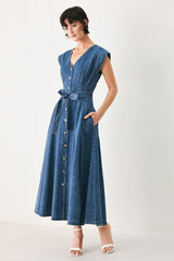 DAYDREAM DENIM MIDI DRESS | Boutique In USA, DRESSES, $ 104.00, A Moment Of Now™