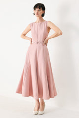 Calm Afterglow Blush Woven Midi Dress