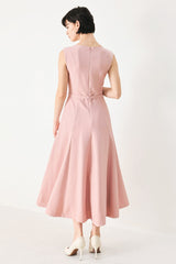 Calm Afterglow Blush Woven Midi Dress