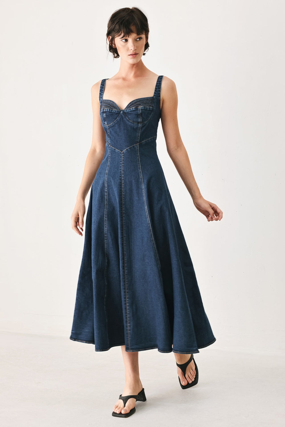 Western Charm Denim Midi Dress, DRESSES, $ 90.00, A Moment Of Now™