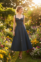 Western Charm Denim Midi Dress | Boutique In USA, DRESSES, $ 90.00, A Moment Of Now™