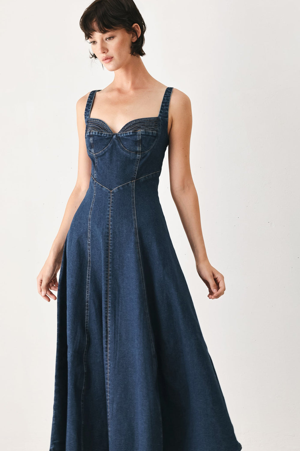 Western Charm Denim Midi Dress, DRESSES, $ 90.00, A Moment Of Now™