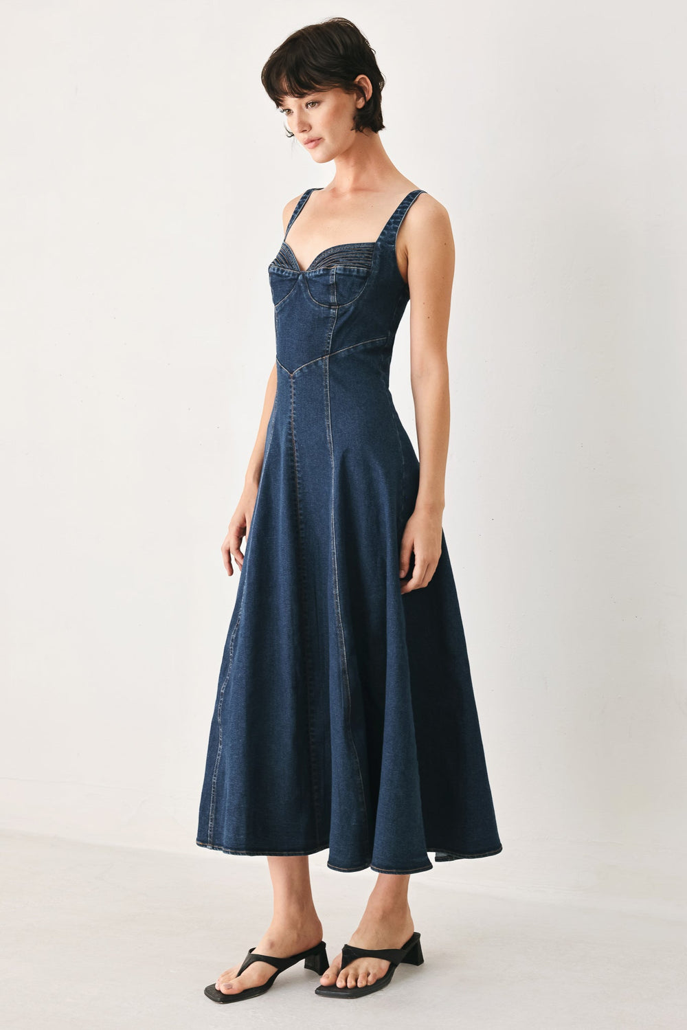 Western Charm Denim Midi Dress, DRESSES, $ 90.00, A Moment Of Now™