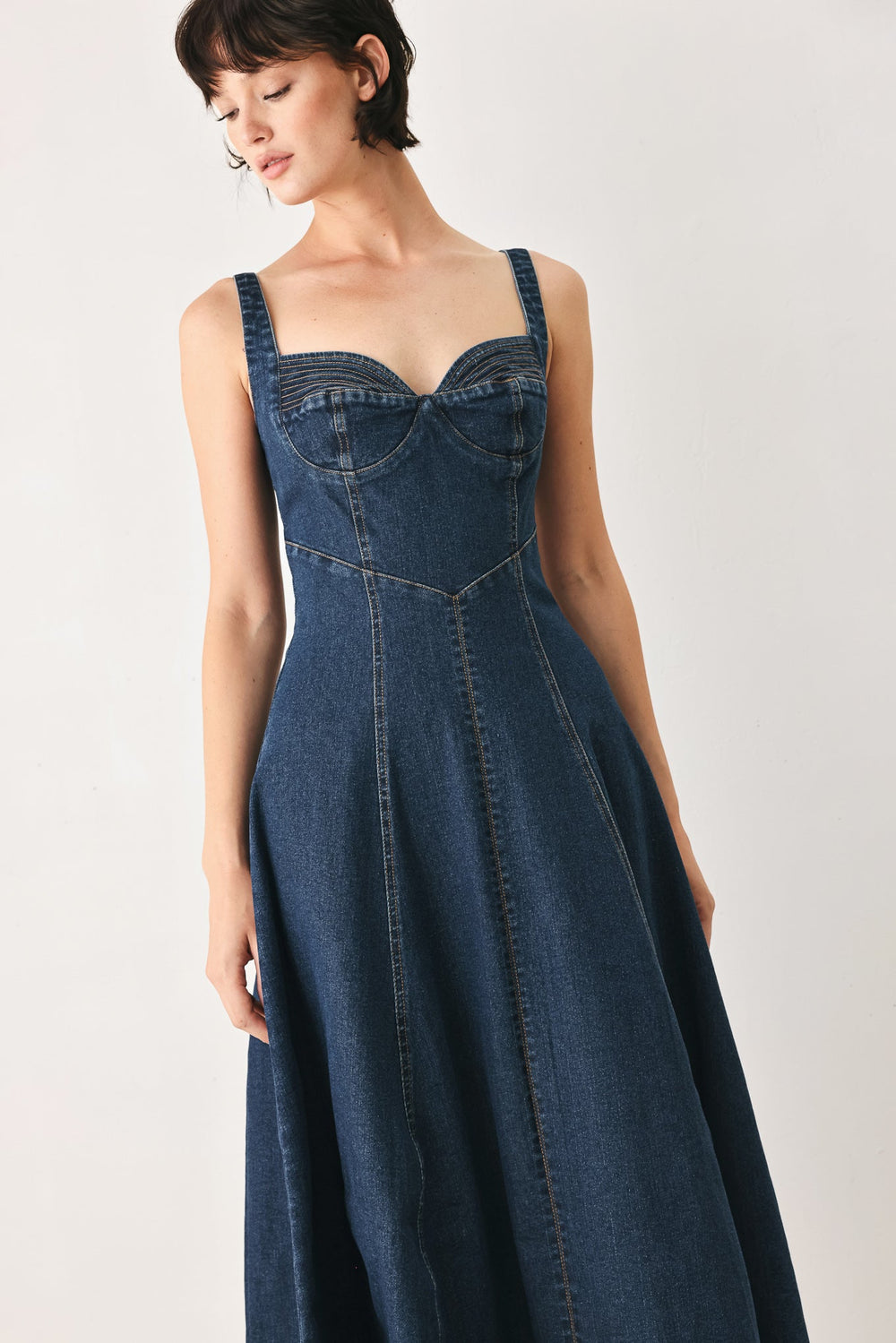 Western Charm Denim Midi Dress, DRESSES, $ 90.00, A Moment Of Now™