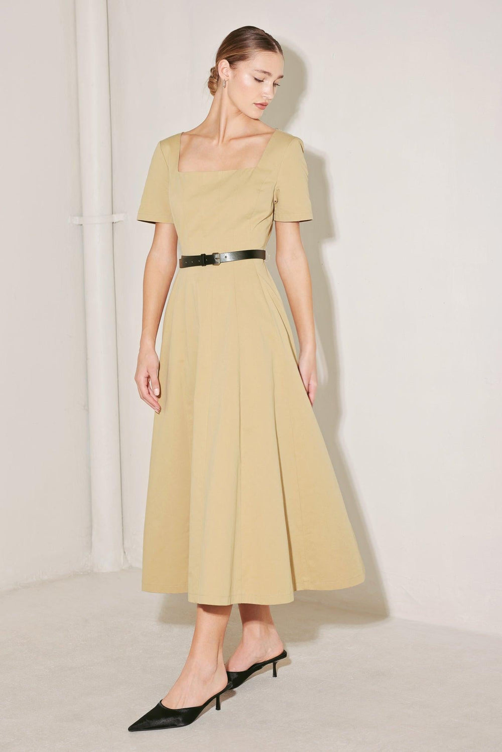 Warm Stone Edit Woven Midi Dress, DRESSES, $ 90.00, A Moment Of Now™