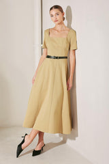 Warm Stone Edit Woven Midi Dress, DRESSES, $ 90.00, A Moment Of Now™