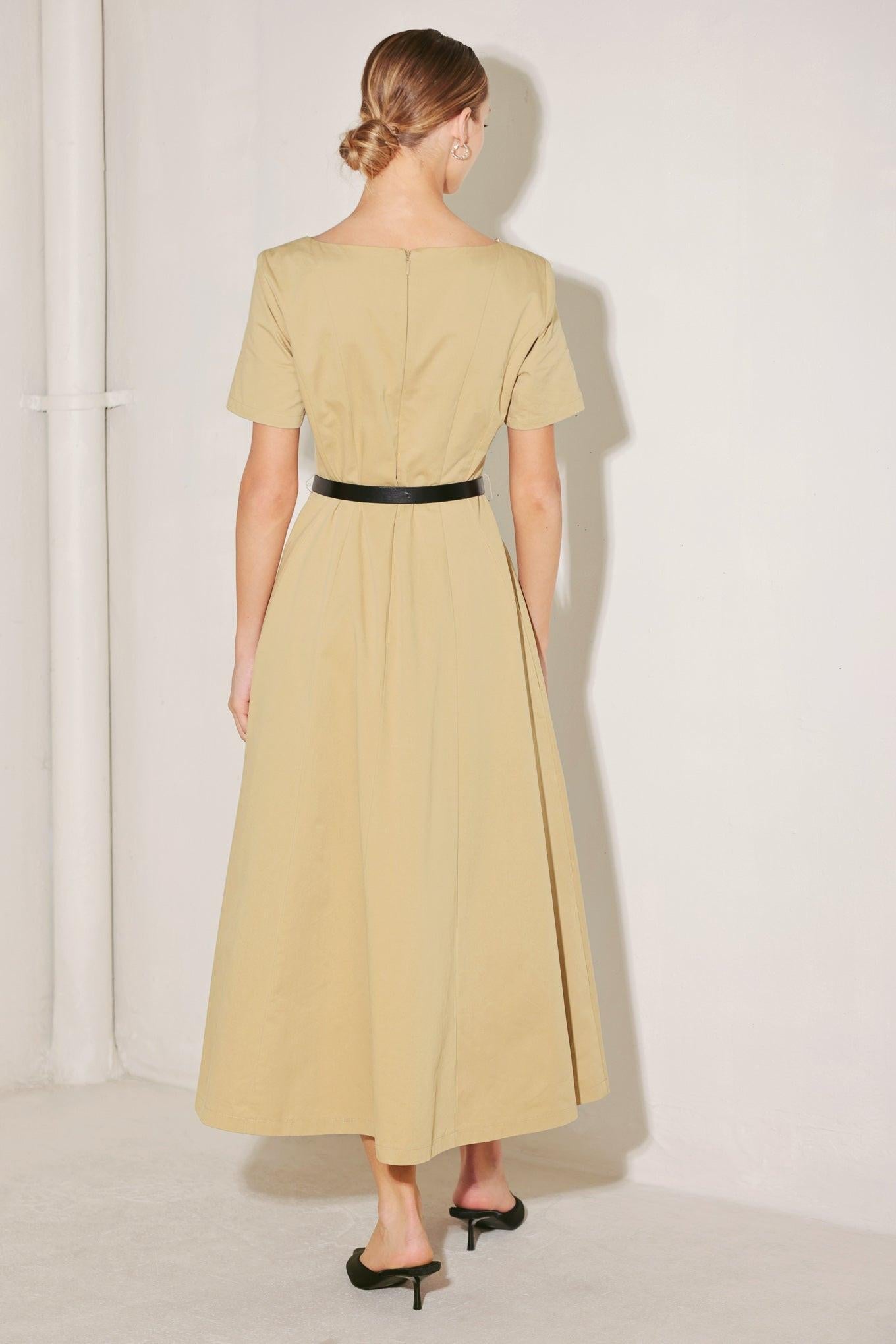 Warm Stone Edit Woven Midi Dress, DRESSES, $ 90.00, A Moment Of Now™