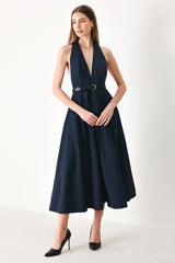 Midnight Form Woven Midi Dress