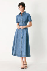 Vintage Sky Denim Midi Shirt Dress, DRESSES, $ 94.00, A Moment Of Now™